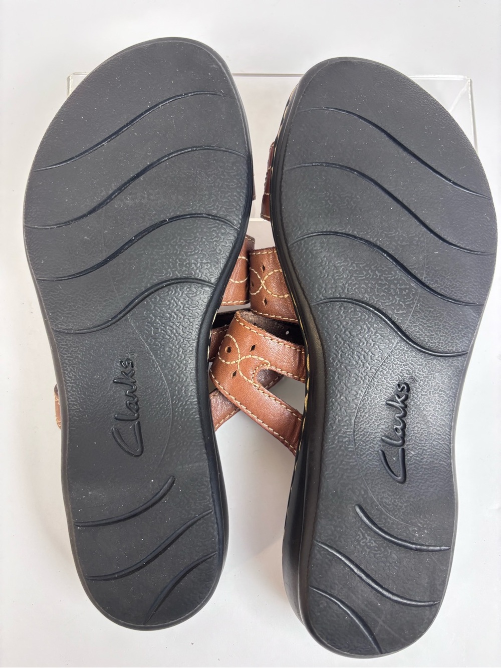 Clarks Leisa Cacti Q Leather Multi-Strap Slide Lightweight Sandals Brown Size 7 - Picture 11 of 15